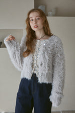 【選べる着丈】前後2WAYハートボタンシャギーニットカーディガン