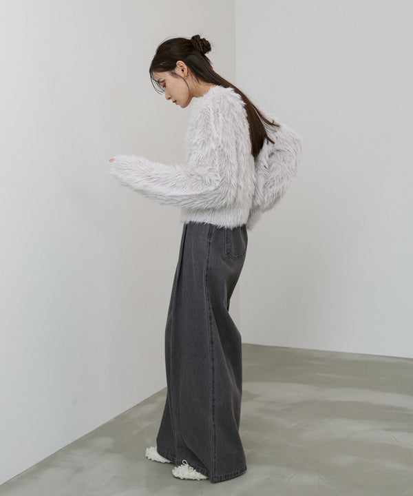 【選べる着丈】前後2WAYハートボタンシャギーニットカーディガン