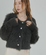 【選べる着丈】前後2WAYハートボタンシャギーニットカーディガン