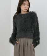 【選べる着丈】前後2WAYハートボタンシャギーニットカーディガン