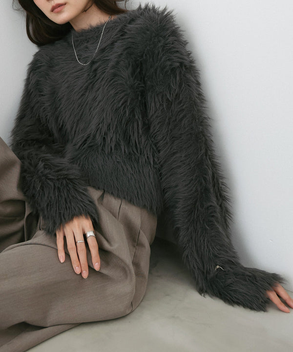 【選べる着丈】前後2WAYハートボタンシャギーニットカーディガン