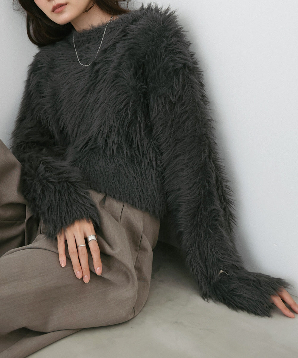 【選べる着丈】前後2WAYハートボタンシャギーニットカーディガン