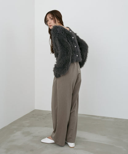 【選べる着丈】前後2WAYハートボタンシャギーニットカーディガン