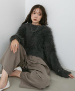 【選べる着丈】前後2WAYハートボタンシャギーニットカーディガン