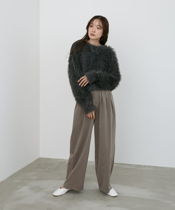 【選べる着丈】前後2WAYハートボタンシャギーニットカーディガン