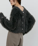 【選べる着丈】前後2WAYハートボタンシャギーニットカーディガン