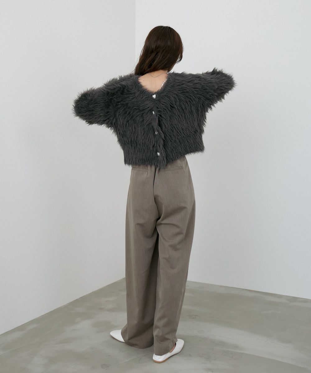 【選べる着丈】前後2WAYハートボタンシャギーニットカーディガン