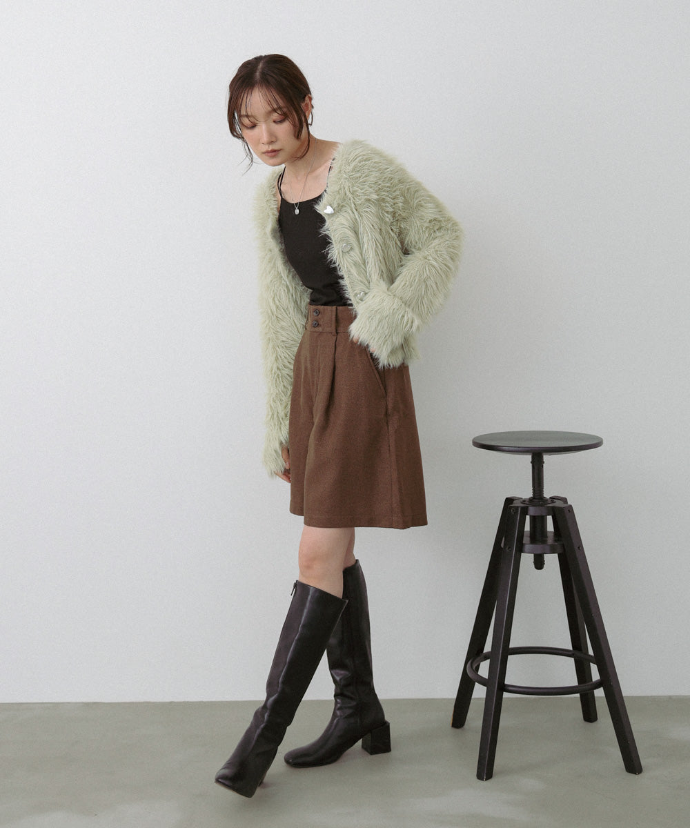 【選べる着丈】前後2WAYハートボタンシャギーニットカーディガン