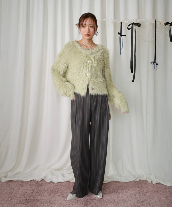 【選べる着丈】前後2WAYハートボタンシャギーニットカーディガン