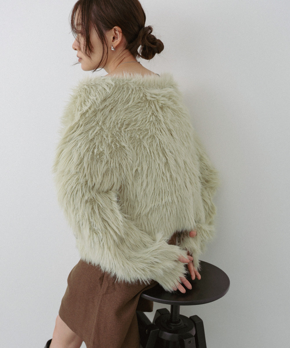 【選べる着丈】前後2WAYハートボタンシャギーニットカーディガン