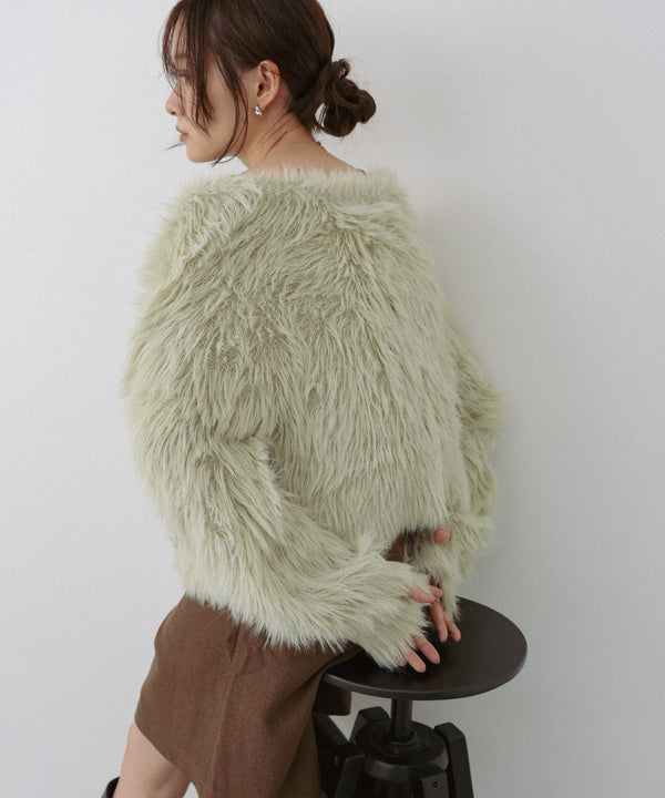 【選べる着丈】前後2WAYハートボタンシャギーニットカーディガン