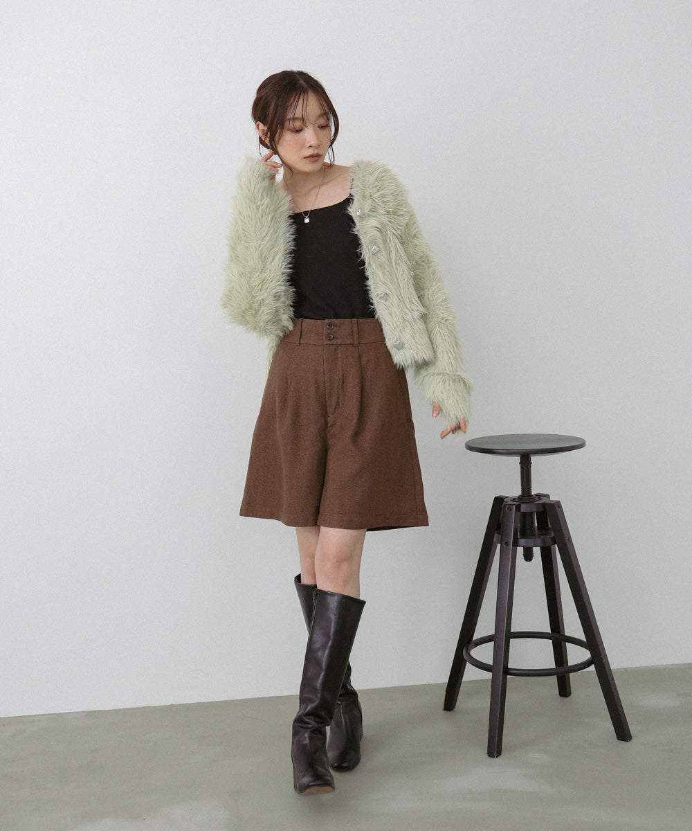 【選べる着丈】前後2WAYハートボタンシャギーニットカーディガン