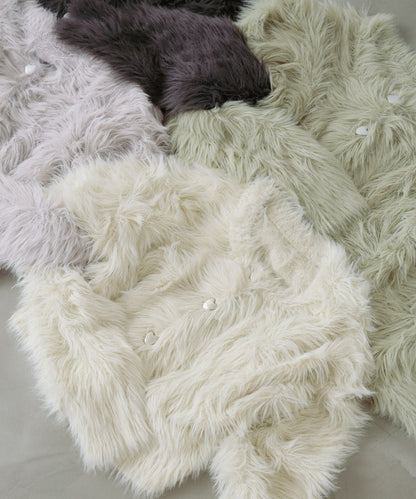 【選べる着丈】前後2WAYハートボタンシャギーニットカーディガン