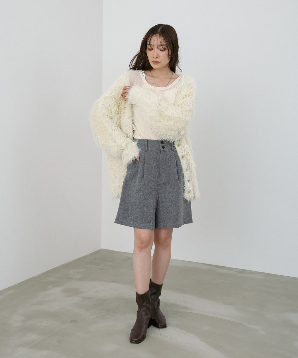 【選べる着丈】前後2WAYハートボタンシャギーニットカーディガン