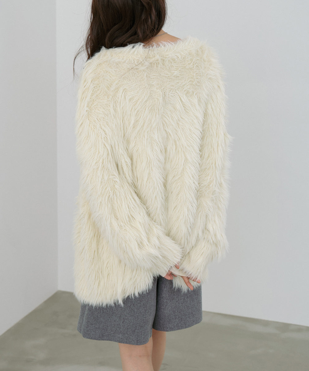 【選べる着丈】前後2WAYハートボタンシャギーニットカーディガン