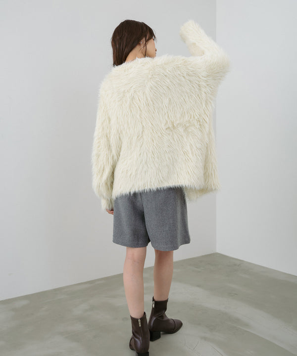 【選べる着丈】前後2WAYハートボタンシャギーニットカーディガン