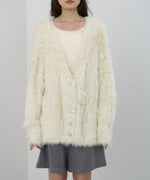 【選べる着丈】前後2WAYハートボタンシャギーニットカーディガン