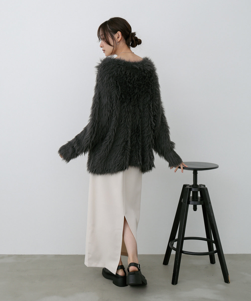 【選べる着丈】前後2WAYハートボタンシャギーニットカーディガン