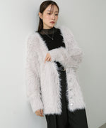 【選べる着丈】前後2WAYハートボタンシャギーニットカーディガン