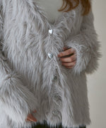 【選べる着丈】前後2WAYハートボタンシャギーニットカーディガン