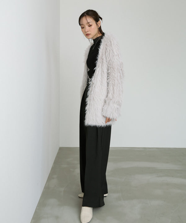 【選べる着丈】前後2WAYハートボタンシャギーニットカーディガン