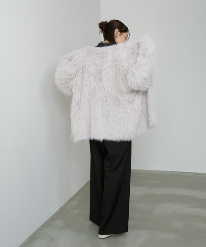 【選べる着丈】前後2WAYハートボタンシャギーニットカーディガン