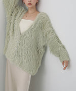 【選べる着丈】前後2WAYハートボタンシャギーニットカーディガン