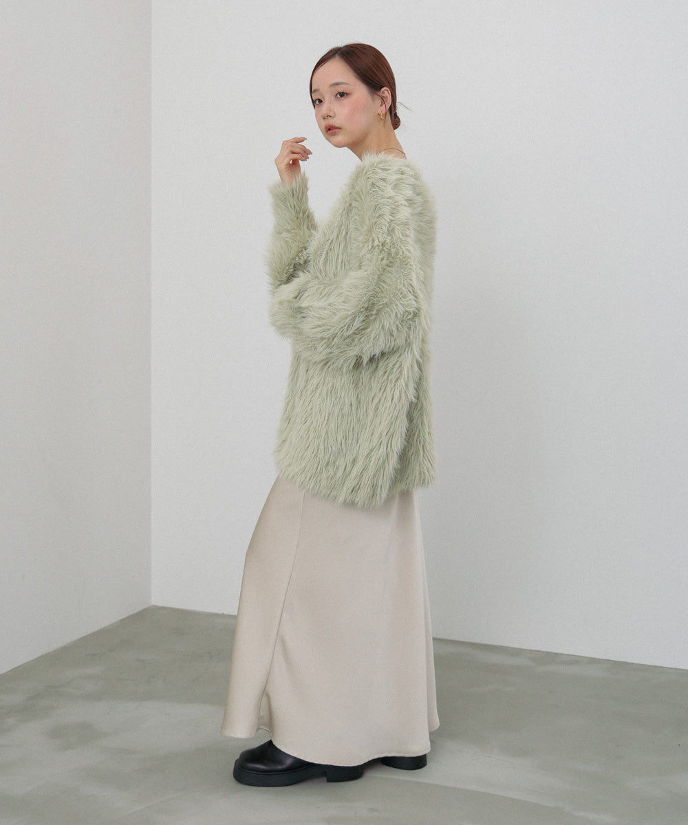 【選べる着丈】前後2WAYハートボタンシャギーニットカーディガン