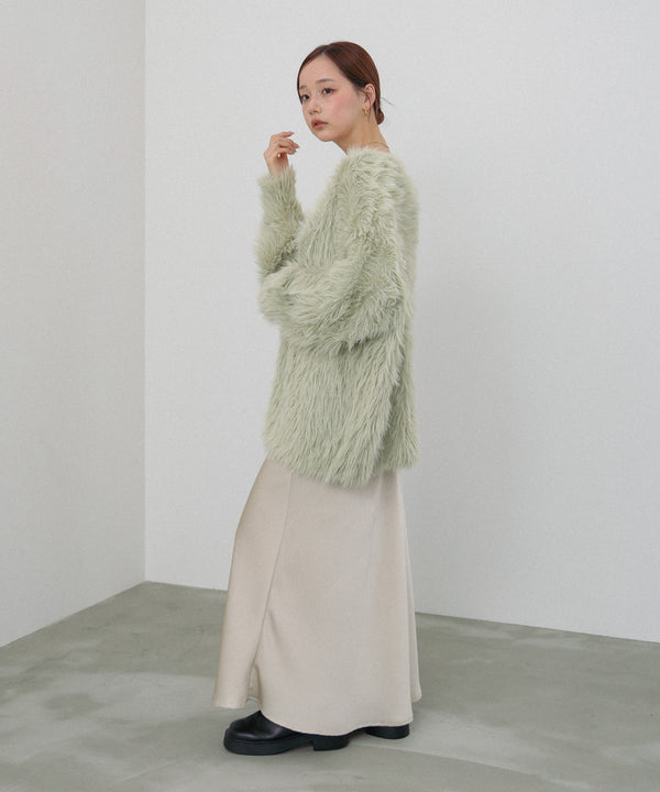 【選べる着丈】前後2WAYハートボタンシャギーニットカーディガン