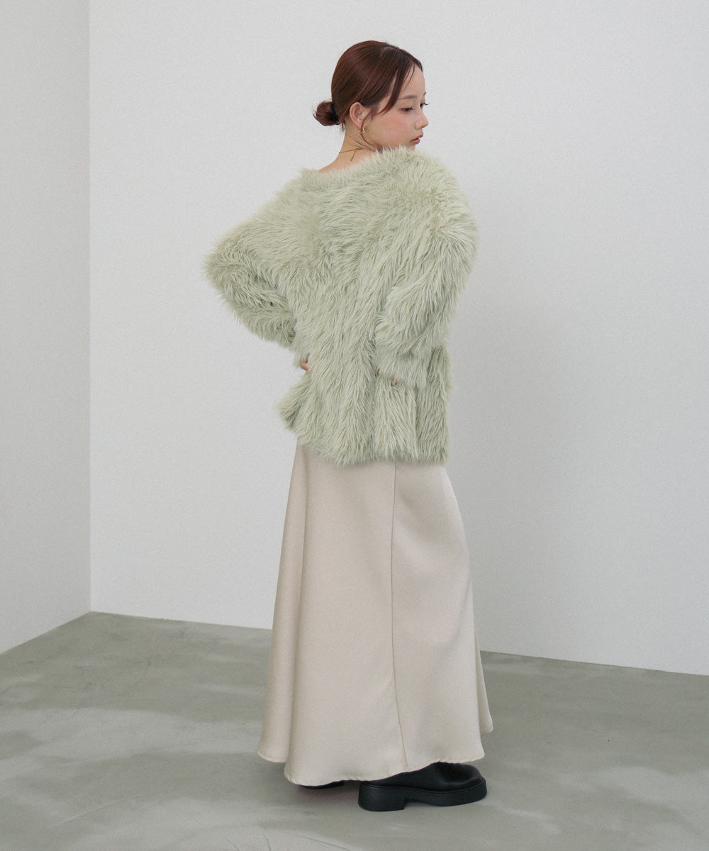 【選べる着丈】前後2WAYハートボタンシャギーニットカーディガン