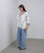 チョコチップ風ネップ 編み上げニットトップス