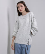 チョコチップ風ネップ 編み上げニットトップス