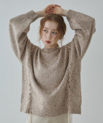 チョコチップ風ネップ 編み上げニットトップス