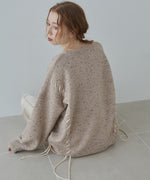 チョコチップ風ネップ 編み上げニットトップス