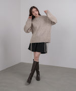 チョコチップ風ネップ 編み上げニットトップス