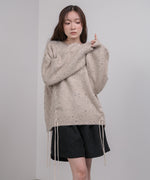 チョコチップ風ネップ 編み上げニットトップス