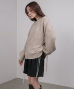 チョコチップ風ネップ 編み上げニットトップス