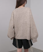 チョコチップ風ネップ 編み上げニットトップス