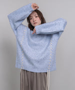 チョコチップ風ネップ 編み上げニットトップス