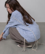 チョコチップ風ネップ 編み上げニットトップス