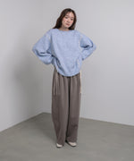 チョコチップ風ネップ 編み上げニットトップス