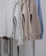 チョコチップ風ネップ 編み上げニットトップス