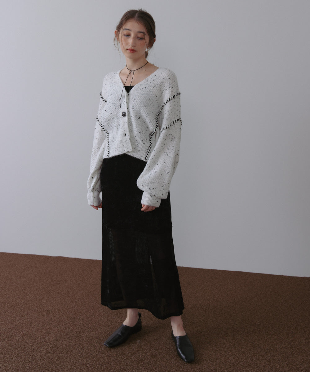 チョコチップ風ネップ ショート丈ニットカーディガン