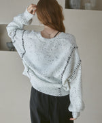 チョコチップ風ネップ ショート丈ニットカーディガン