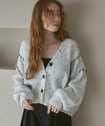 チョコチップ風ネップ ショート丈ニットカーディガン