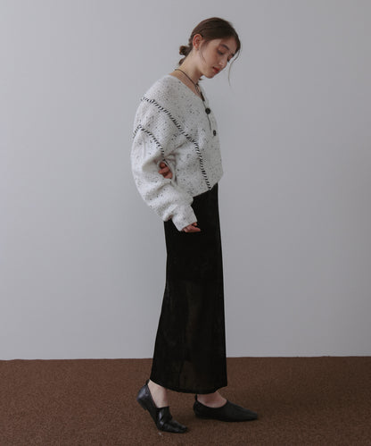 チョコチップ風ネップ ショート丈ニットカーディガン