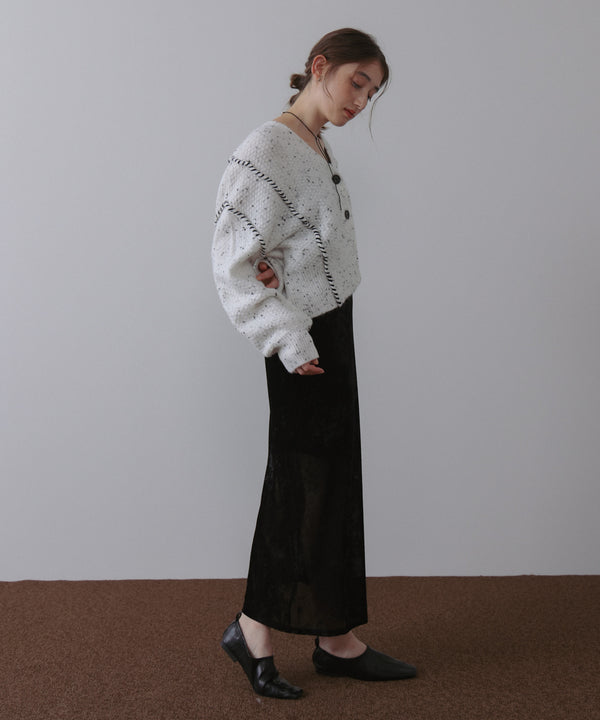 チョコチップ風ネップ ショート丈ニットカーディガン