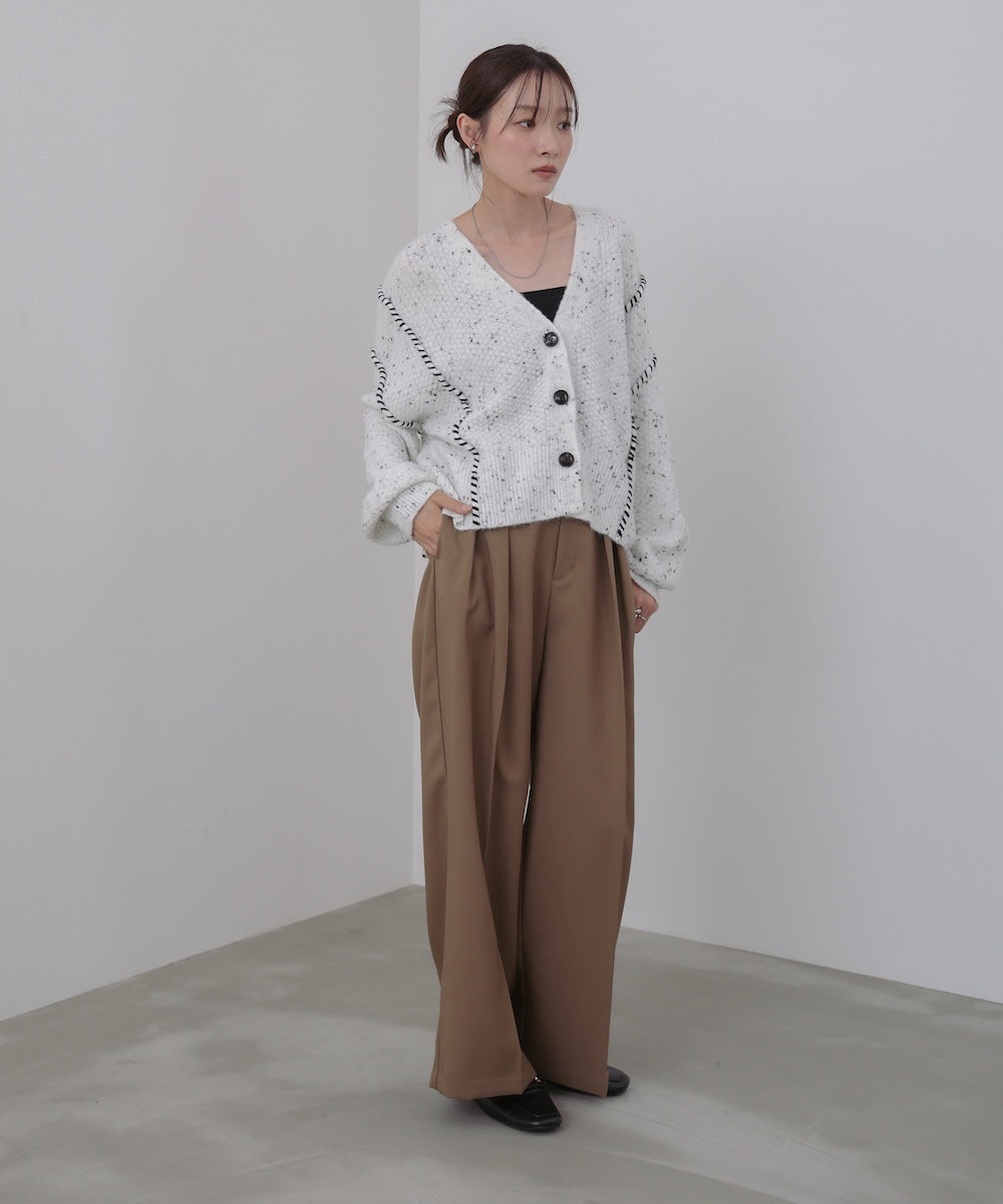 チョコチップ風ネップ ショート丈ニットカーディガン