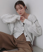 チョコチップ風ネップ ショート丈ニットカーディガン