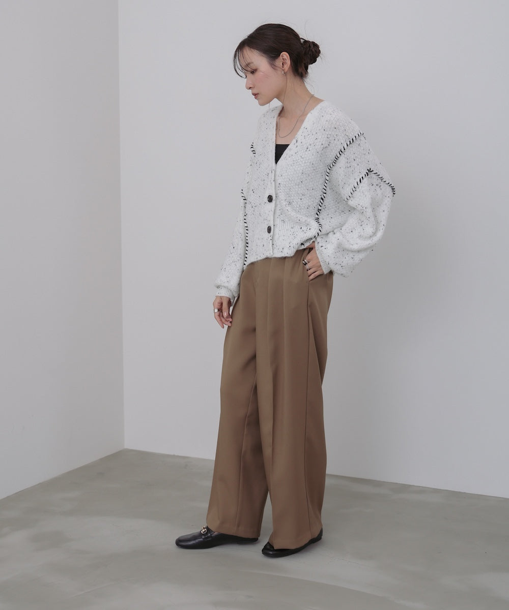 チョコチップ風ネップ ショート丈ニットカーディガン